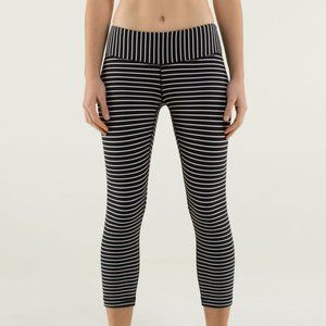 Lululemon Wunder Under Crop Parallel Stripe Black Sz-4